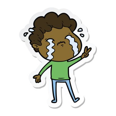 ağlayan bir çizgi film adamın etiket