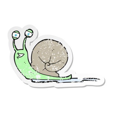 bir çizgi film salyangoz Retro sıkıntılı etiket