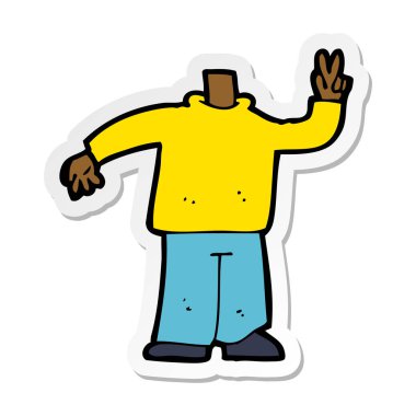 etiket barış işareti veren bir çizgi film vücut