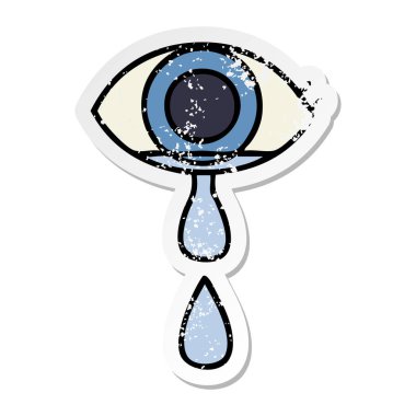 sevimli çizgi göz ağlıyor sıkıntılı etiket