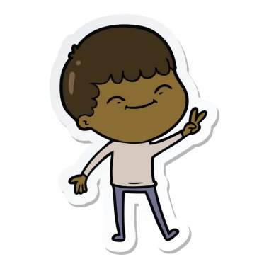 etiket bir karikatür mutlu çocuk