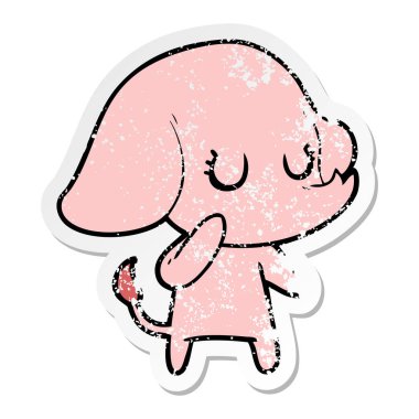 sevimli çizgi fil sıkıntılı etiket