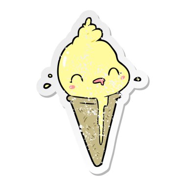 sevimli çizgi dondurma sıkıntılı etiket