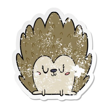 sevimli çizgi kirpi sıkıntılı etiket