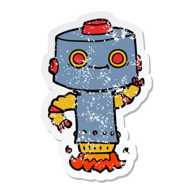 bir çizgi film robot sıkıntılı etiket