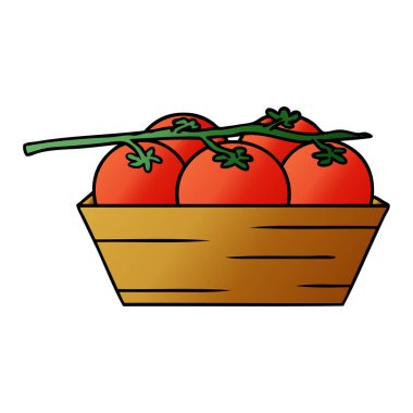 Degrade çizgi film doodle domates bir kutu