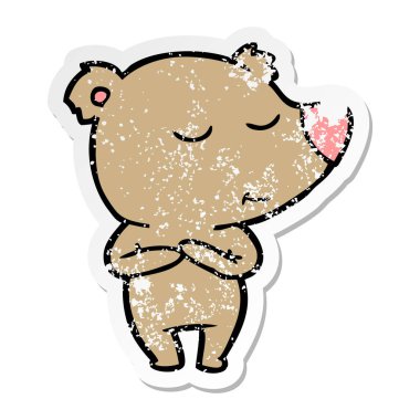 mutlu karikatür ayı sıkıntılı etiket