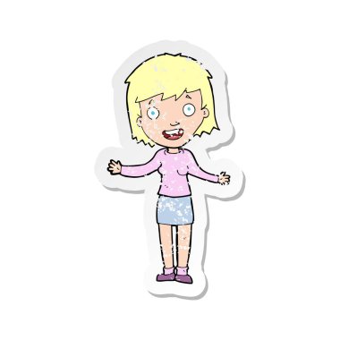 bir çizgi film heyecanlı kadın Retro sıkıntılı etiket