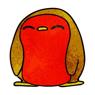 serbest el çekilmiş dokulu karikatür şirin kawaii kırmızı robin 