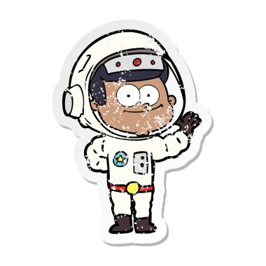 mutlu astronot karikatür sıkıntılı etiket