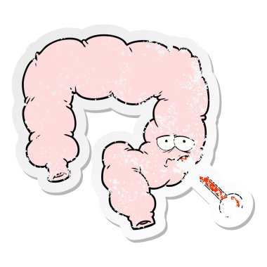 bir çizgi film sağlıksız kolonun sıkıntılı etiket