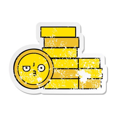 sevimli çizgi sıkıntılı etiket paralar