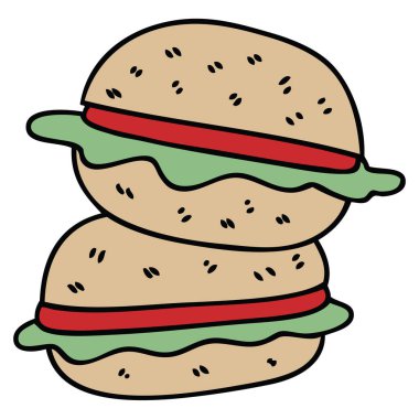 ilginç karikatür veggie burger el çekilmiş