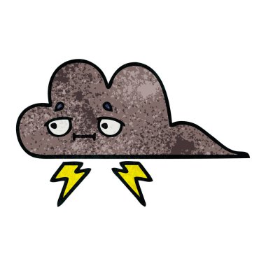 Retro grunge doku karikatür fırtına bulutu