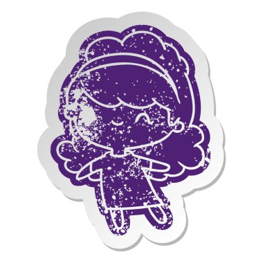 sıkıntılı eski etiket kawaii kızla kafa bandı