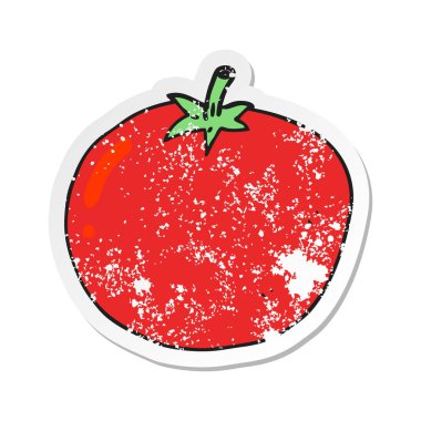 bir çizgi film domates Retro sıkıntılı etiket