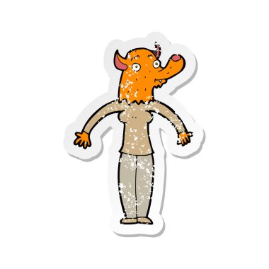 bir karikatür dostu Fox kadın Retro sıkıntılı Sticker