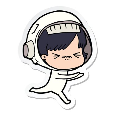 bir çizgi film astronot kadının etiket