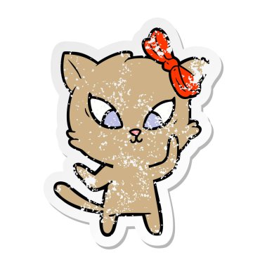 bir karikatür kedi sıkıntılı etiket