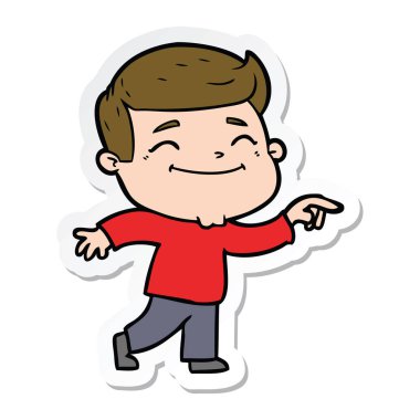 bir mutlu çizgi film adamın etiket