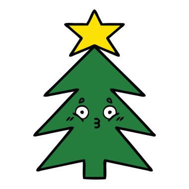 sevimli çizgi bir Noel ağacı