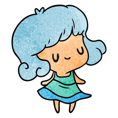 dokulu çizgi film illüstrasyon kawaii şirin kız