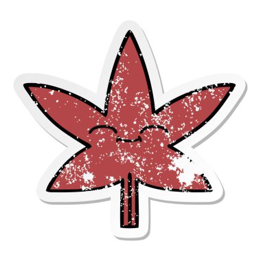 sevimli çizgi sonbahar yaprak sıkıntılı etiket