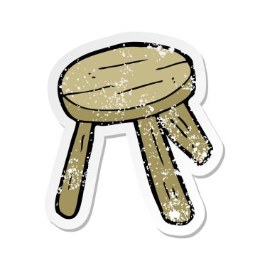 bir çizgi film ahşap tabure Retro sıkıntılı etiket