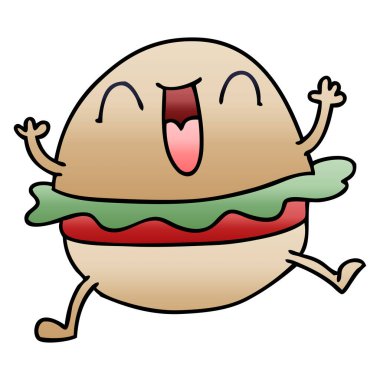 Degrade gölgeli ilginç karikatür mutlu veggie burger