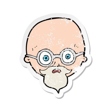 bir karikatür dostum sakal şok Retro sıkıntılı etiket