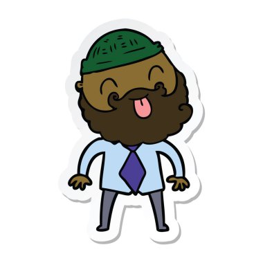 şapka ve gömlek ile sakallı bir adam etiketi