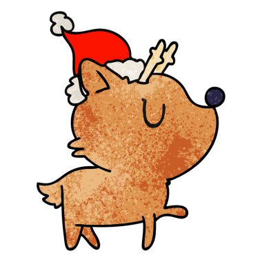 Noel dokulu karikatür kawaii geyik el çekilmiş