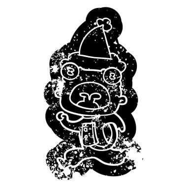 ilginç çizgi film simgesi giyen Noel Baba şapkası kaçmak bir garip yabancı sıkıntılı