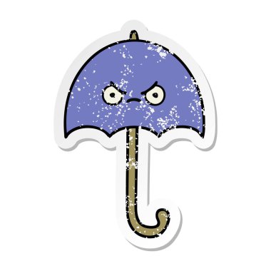 sevimli çizgi şemsiye sıkıntılı etiket