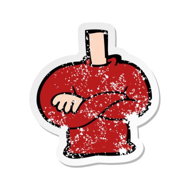 bir karikatür Retro sıkıntılı etiket silah vücut katlanmış