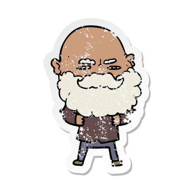 Sakal çatık ile bir çizgi film adamın sıkıntılı etiket