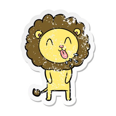 mutlu karikatür aslan sıkıntılı etiket