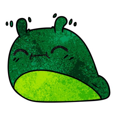 bir mutlu kawaii sülük, serbest el çekilmiş dokulu çizgi film