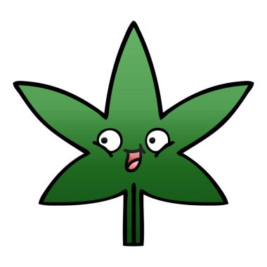 marihuana yaprağı degrade gölgeli çizgi film