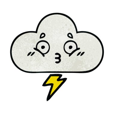 Retro grunge doku karikatür bir gök gürültüsü bulut