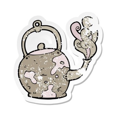 çizgi film eski çay potu Retro sıkıntılı etiket