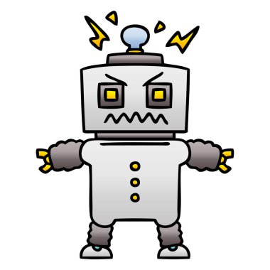 Degrade gölgeli ilginç çizgi film robot