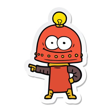 ampul ile mutlu karton robot Sticker