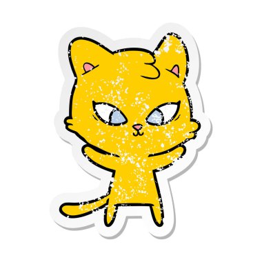 sevimli çizgi kedi sıkıntılı etiket