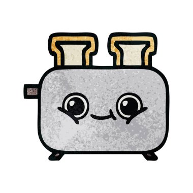 Retro grunge doku karikatür bir ekmek kızartma makinesi,