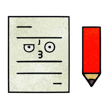 Retro grunge doku karikatür bir test kağıt