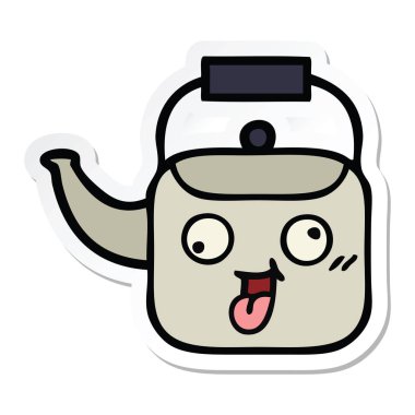sevimli çizgi Kettle etiket