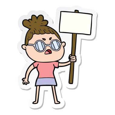 etiket bir karikatür rahatsız kadının