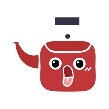 düz renk retro çizgi film su ısıtıcısı