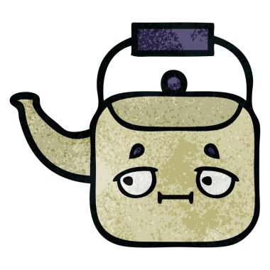 Retro grunge doku karikatür bir Kettle